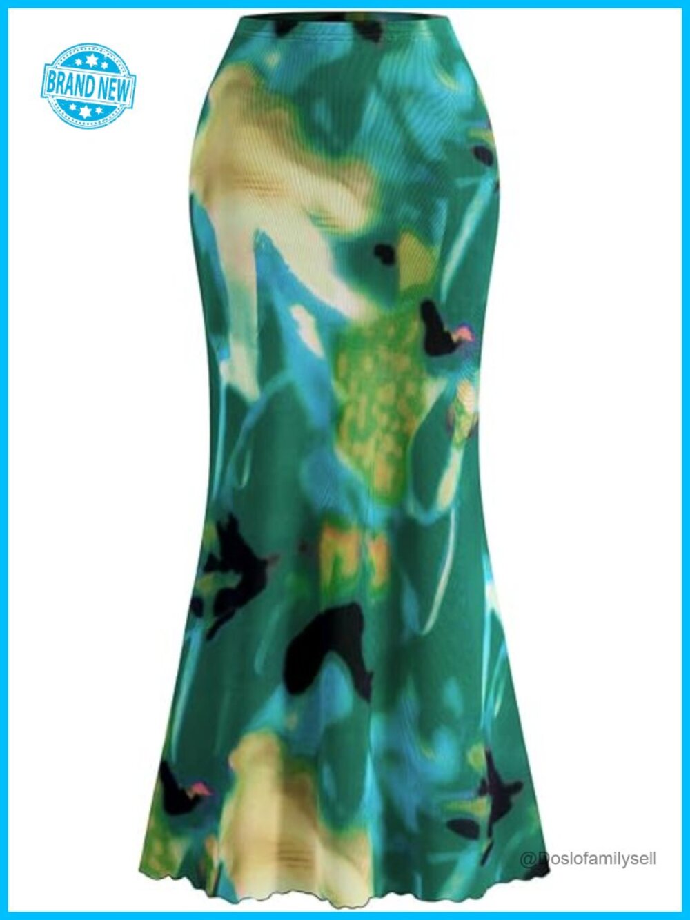 High Waisted Bodycon Fishtail Maxi Skirt with Floral Mesh - Stretch Summer